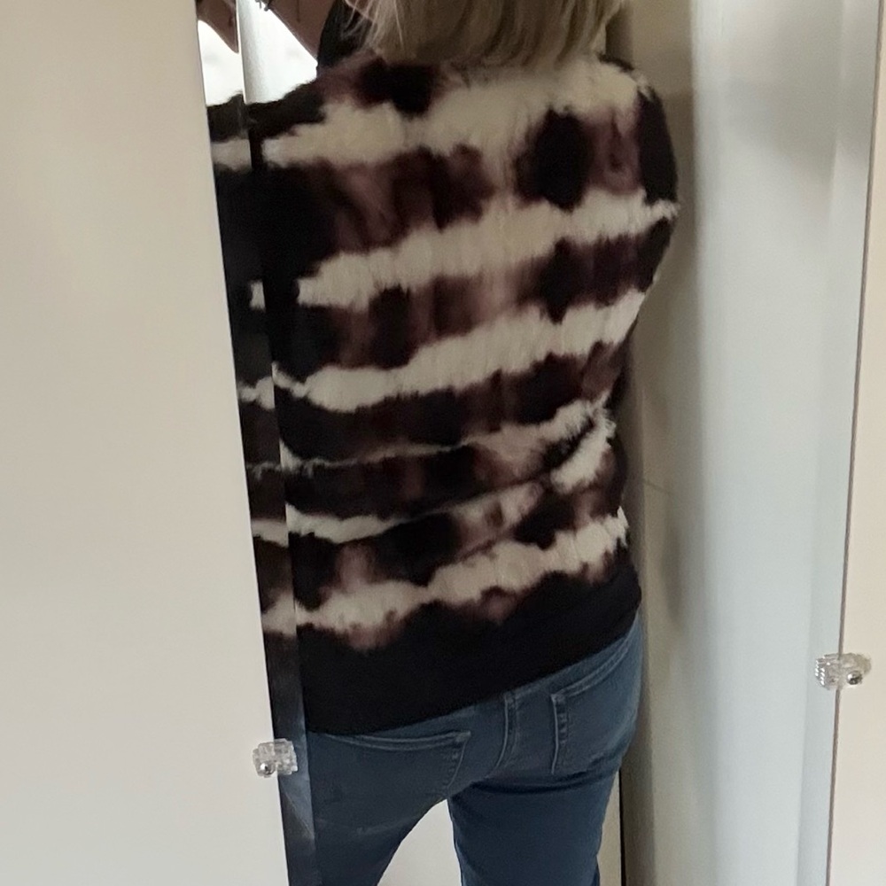 Haute Hippie Tie Dye Rabbit Fur Vest Merlot/white/black - Picture 7 of 12